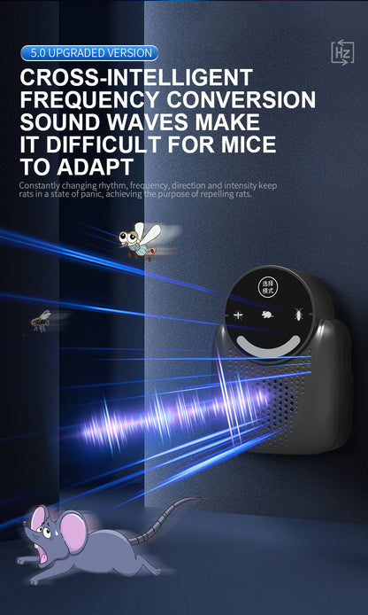 USB Ultrasonic Pest Repeller with Dynamic Frequency & Flash Light - Smart Rat, Mosquito & Cockroach Deterrent V1107-CS-CSBQSQ
