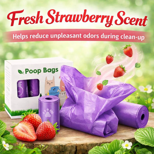 Dog Poop Bags with Dispenser - 240 Count, Leak-Proof, Strawberry Scented, Large Size for All Dogs, V1107-CS-CWLJD240