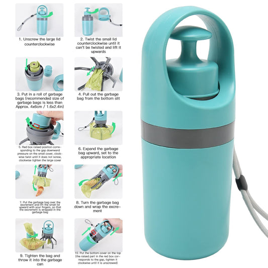 Zero-Contact Dog Poop Scooper with 6-Claw Mechanism & Built-in Bag Dispenser - Lightweight Pet Waste Picker V1107-CS-CWSBQ