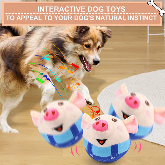 Interactive Pig Dog Toy - Rechargeable, Self-Moving & Squeaky with Recording & Music Modes, Dual-Mode Sound V1107-CS-CWWJTTZL