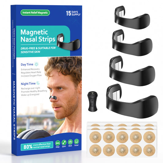 Black Magnetic Nasal Strips Kit (15-Day Supply): Breath Support with Reusable Bands & Adhesive Tabs - Enhance V1107-CS-CXBT