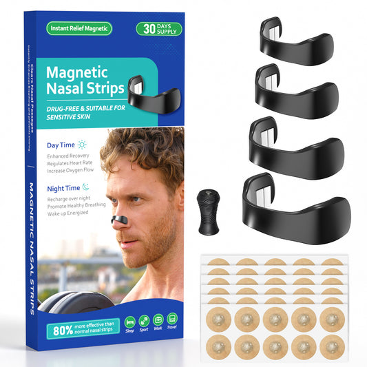 Black Magnetic Nasal Strips Kit (30-Day Supply): Breath Support with Reusable Bands & Adhesive Tabs - Enhance V1107-CS-CXBT1