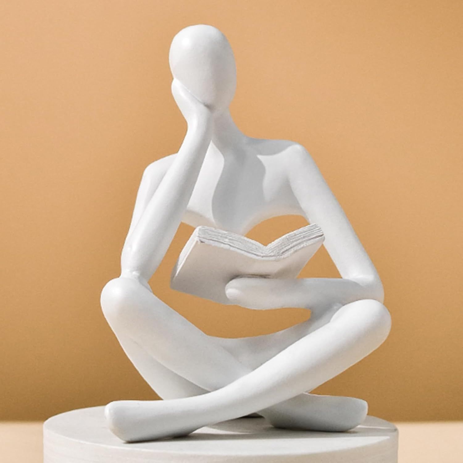 Abstract Reading Thinker Statue for Home Decor, Modern Resin Sculpture Figurine for Bookshelf, Desk & Living V1107-CS-CXGYPBJB