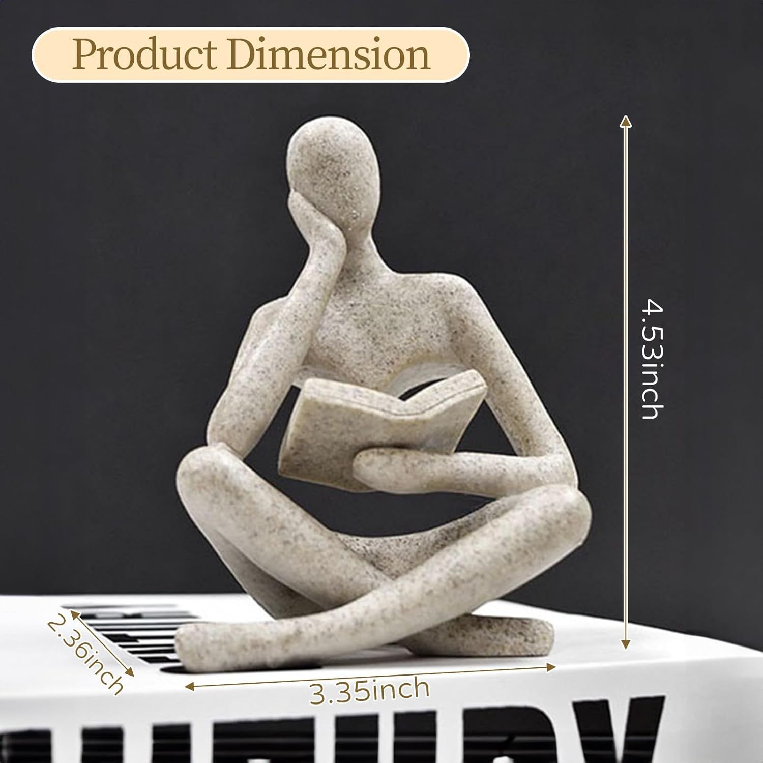 Abstract Reading Thinker Statue for Home Decor, Modern Resin Sculpture Figurine for Bookshelf, Desk & Living V1107-CS-CXGYPBJH