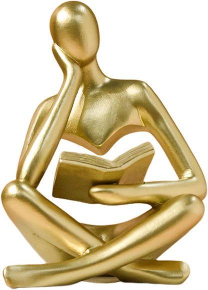 Abstract Reading Thinker Statue for Home Decor, Modern Resin Sculpture Figurine for Bookshelf, Desk & Living V1107-CS-CXGYPBJJ