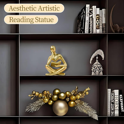 Abstract Reading Thinker Statue for Home Decor, Modern Resin Sculpture Figurine for Bookshelf, Desk & Living V1107-CS-CXGYPBJJ