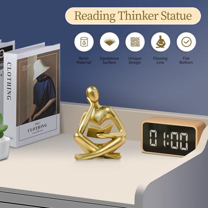 Abstract Reading Thinker Statue for Home Decor, Modern Resin Sculpture Figurine for Bookshelf, Desk & Living V1107-CS-CXGYPBJJ