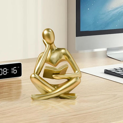 Abstract Reading Thinker Statue for Home Decor, Modern Resin Sculpture Figurine for Bookshelf, Desk & Living V1107-CS-CXGYPBJJ