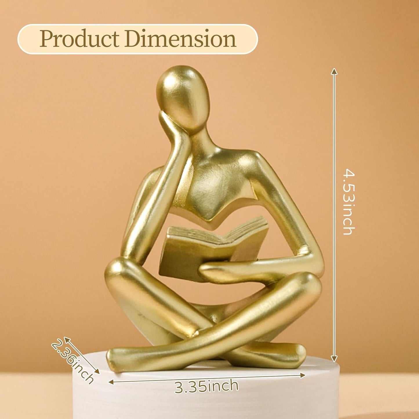 Abstract Reading Thinker Statue for Home Decor, Modern Resin Sculpture Figurine for Bookshelf, Desk & Living V1107-CS-CXGYPBJJ