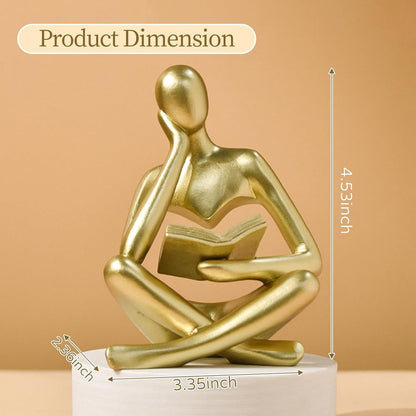 Abstract Reading Thinker Statue for Home Decor, Modern Resin Sculpture Figurine for Bookshelf, Desk & Living V1107-CS-CXGYPBJJ