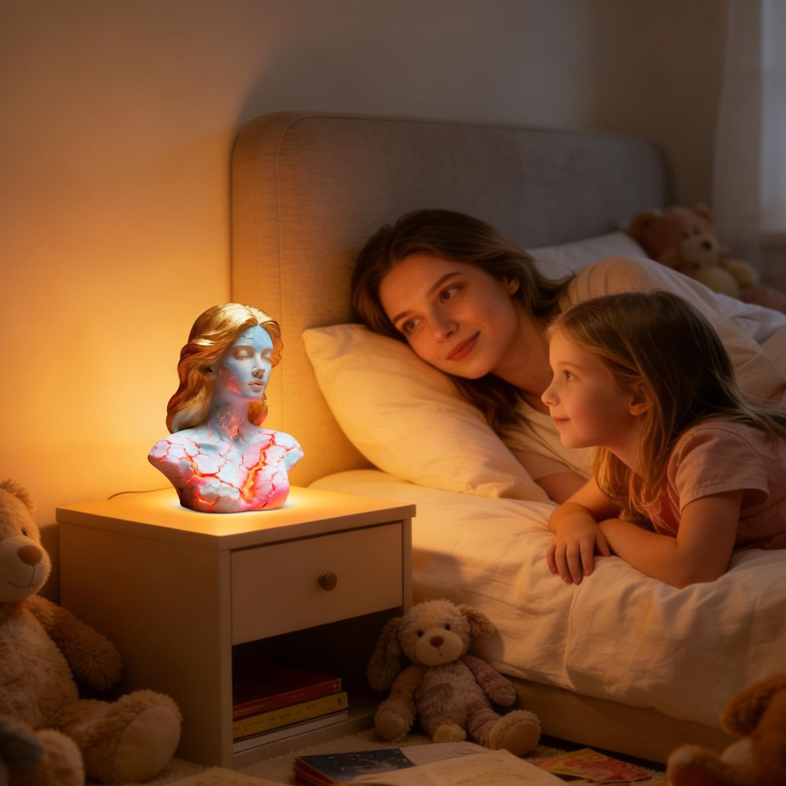 Blazing Maiden Figurine LED Lamp - Artistic Resin Sculpture with Crackled Light Effect, Elegant Decorative V1107-CS-CYSVBJH