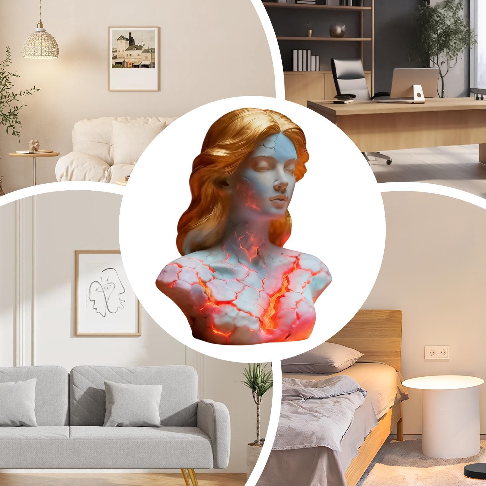 Blazing Maiden Figurine LED Lamp - Artistic Resin Sculpture with Crackled Light Effect, Elegant Decorative V1107-CS-CYSVBJH