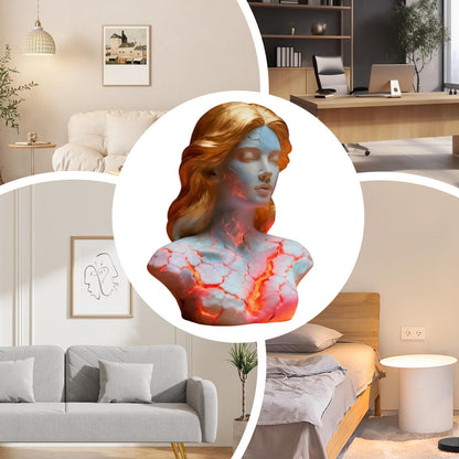 Blazing Maiden Figurine LED Lamp - Artistic Resin Sculpture with Crackled Light Effect, Elegant Decorative V1107-CS-CYSVBJH