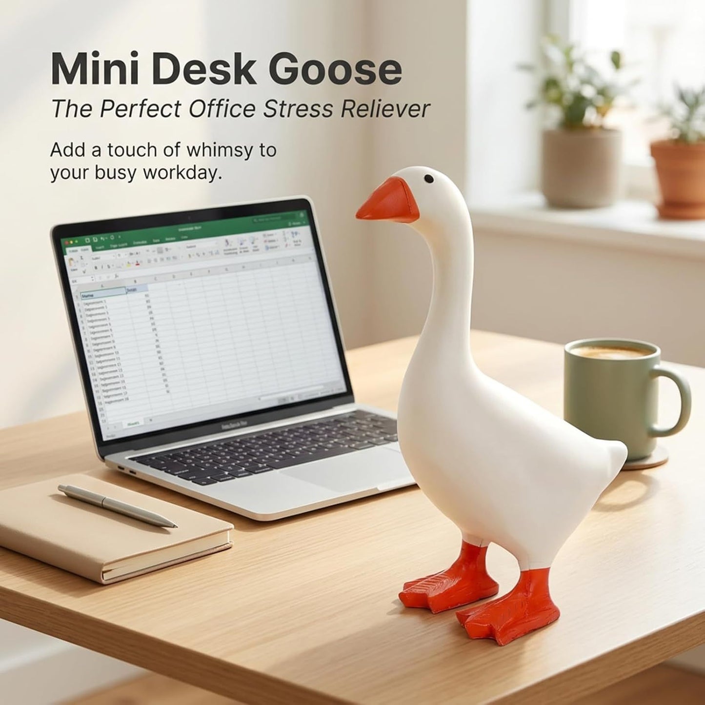 Magnetic Goose Figurine for Desk & Entryway, Cute Key Holder & Home Decor Gift (White) V1107-CS-DBECXBJ