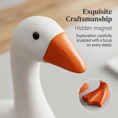 Magnetic Goose Figurine for Desk & Entryway, Cute Key Holder & Home Decor Gift (White) V1107-CS-DBECXBJ