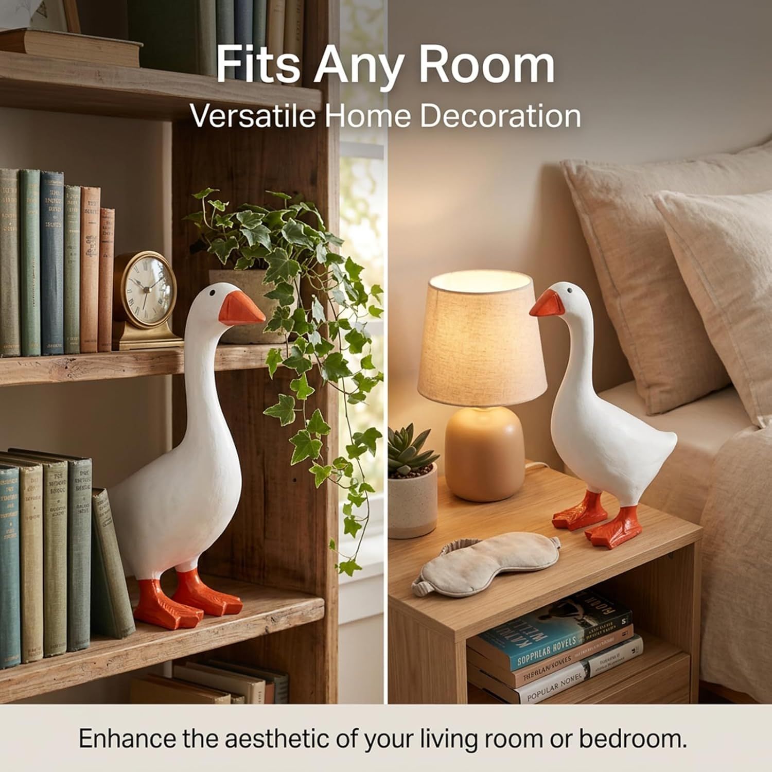 Magnetic Goose Figurine for Desk & Entryway, Cute Key Holder & Home Decor Gift (White) V1107-CS-DBECXBJ