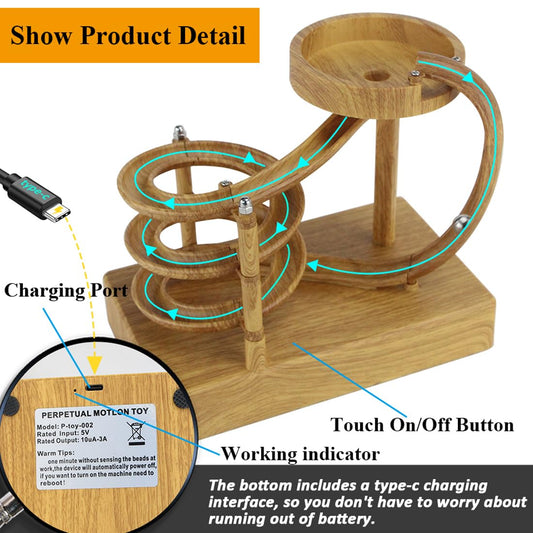 Electromagnetic Perpetual Motion Toy with Built-in Battery - Scientific Desk Decor, Stress Relief & Cat Play V1107-CS-DCJSYDJ
