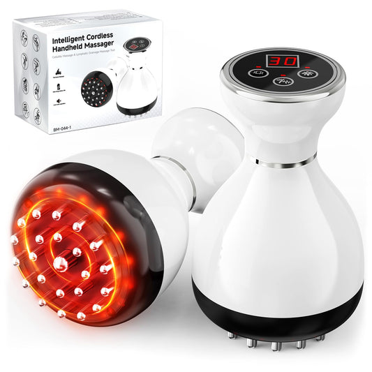4-in-1 Cordless Body Sculpting Massager - Rechargeable Massage Tool with Heat, Light & Vibration for Skin V1107-CS-DDGSY