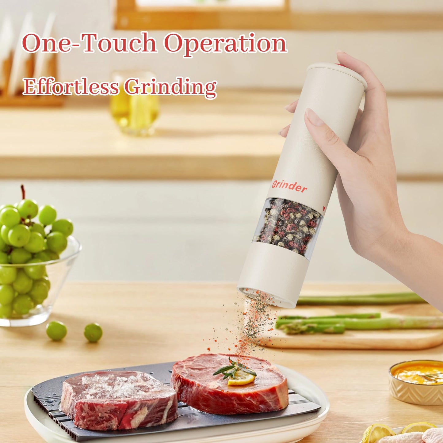 High-Performance USB-C Electric Pepper & Salt Grinder Set - Adjustable Coarseness, One-Touch Operation - V1107-CS-DDHJYMQ