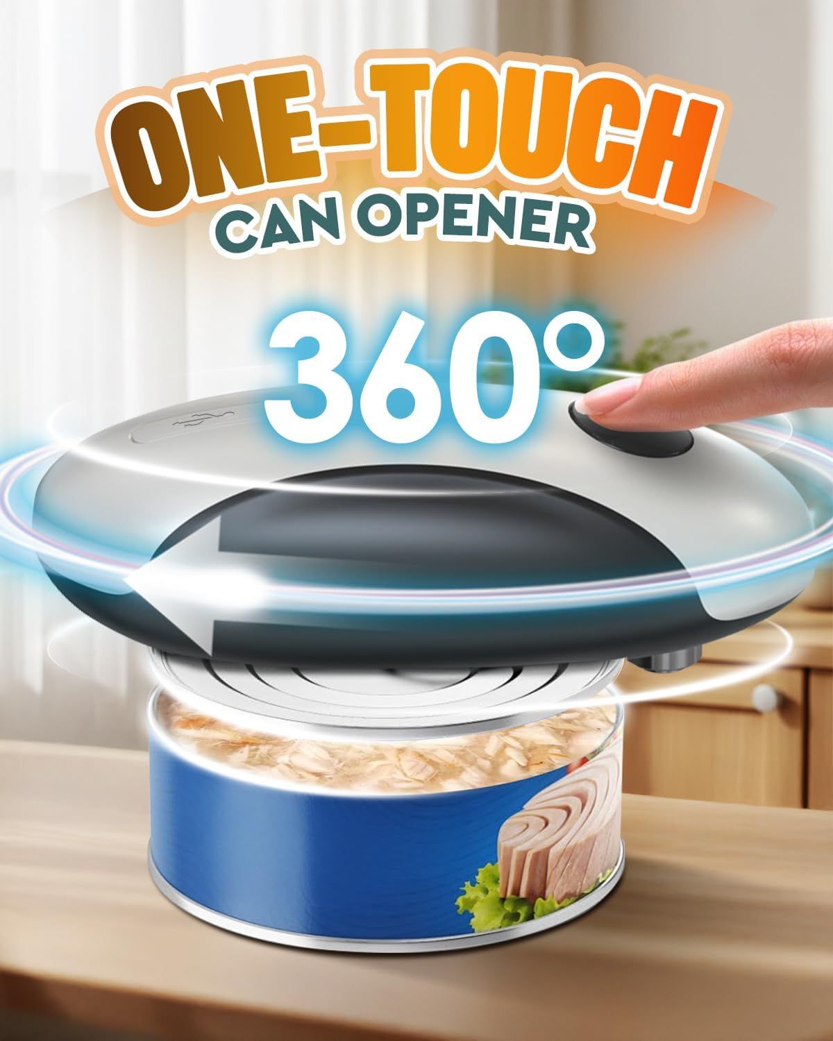 One-Touch Electric Can Opener with Smooth Edge & Magnetic Lid, USB Rechargeable for Seniors & Arthritis V1107-CS-DDKPQD