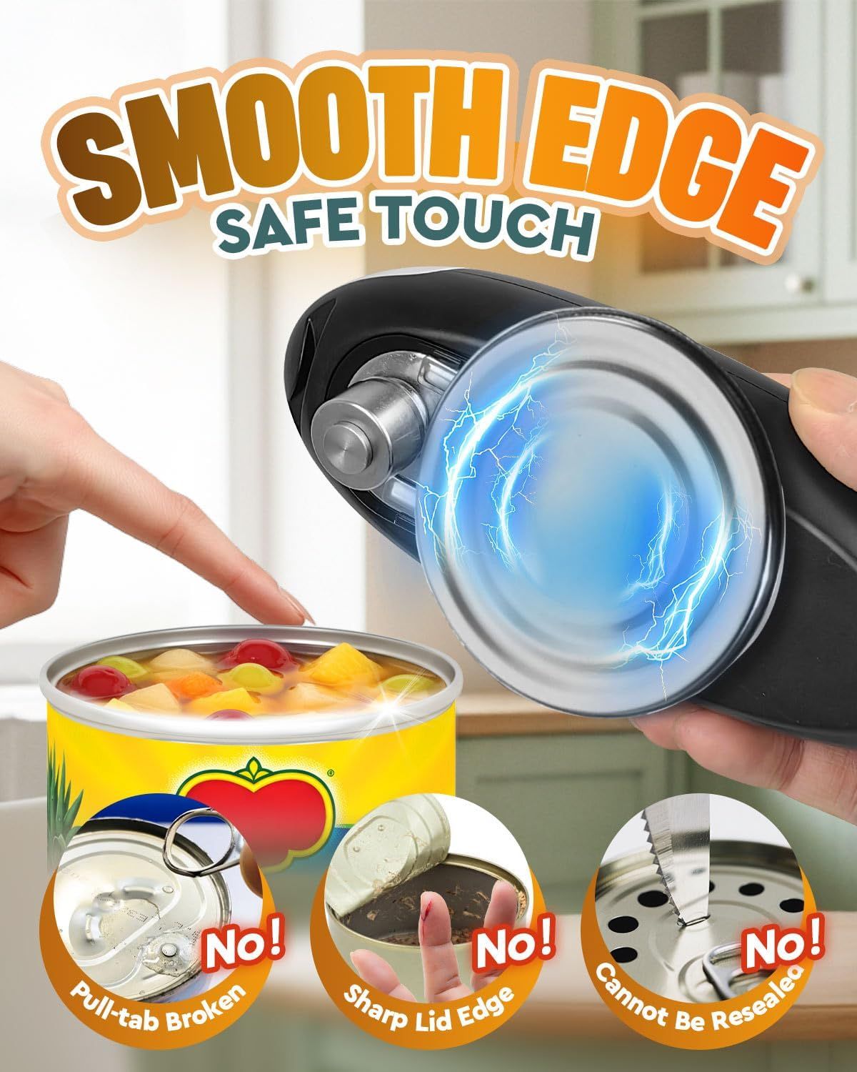 One-Touch Electric Can Opener with Smooth Edge & Magnetic Lid, USB Rechargeable for Seniors & Arthritis V1107-CS-DDKPQD