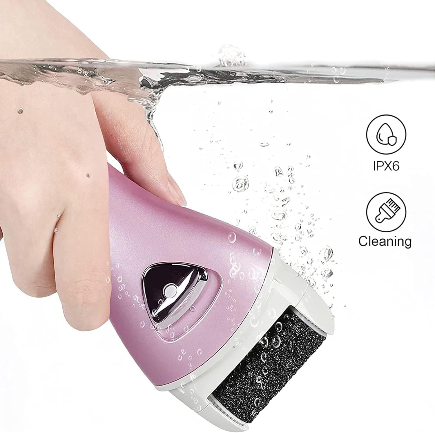 Electric Foot File Rechargeable Pedicure Tool - 3 Interchangeable Rollers (Fine, Regular, Coarse), IPX6 V1107-CS-DDMJQ