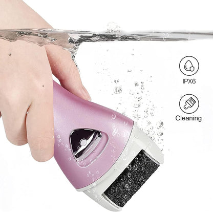 Electric Foot File Rechargeable Pedicure Tool - 3 Interchangeable Rollers (Fine, Regular, Coarse), IPX6 V1107-CS-DDMJQ