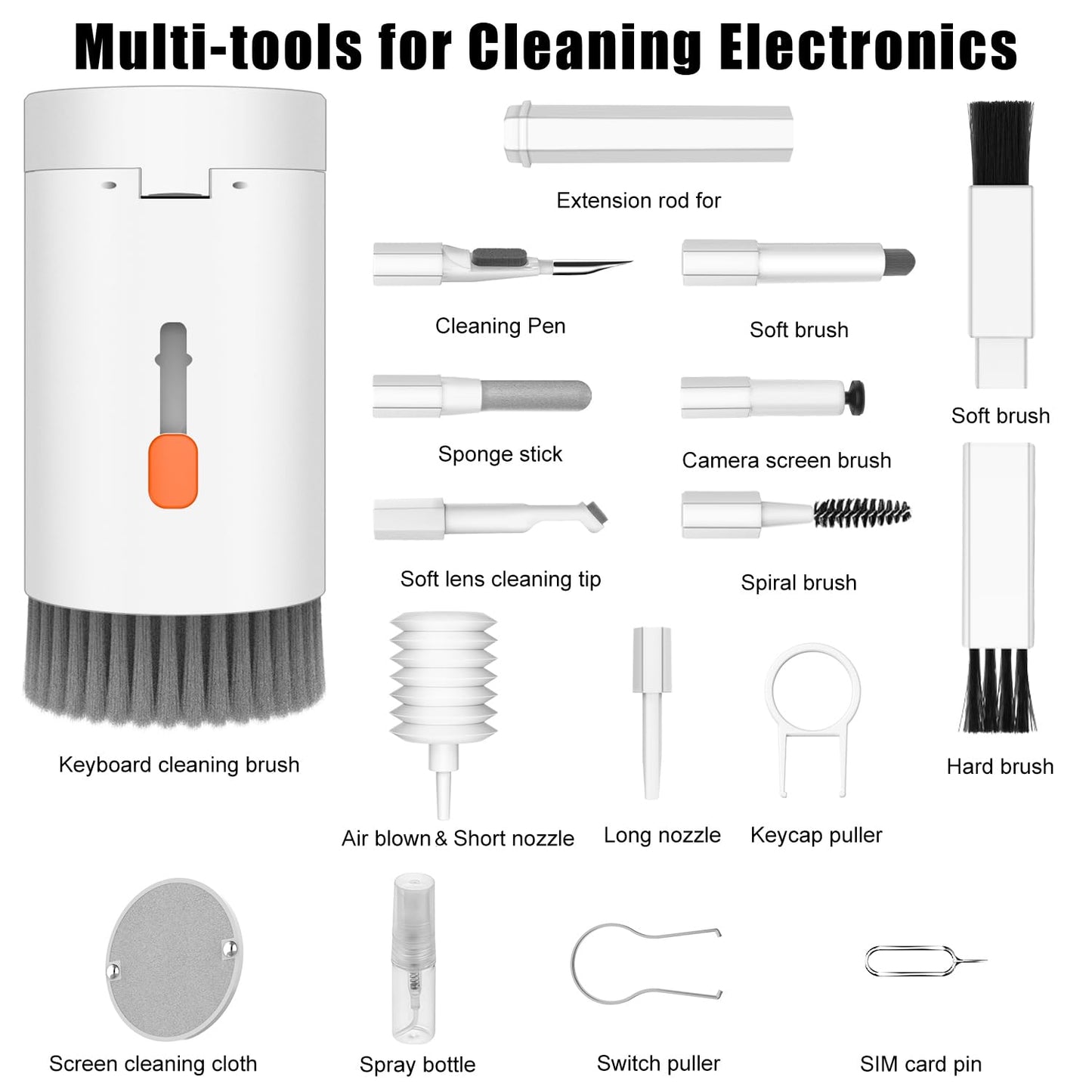 20-in-1 Multi-Function Electronics Cleaning Kit - Portable Keyboard, Earphone, Camera & Screen Cleaner Set V1107-CS-DDXCQJTZ