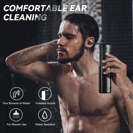 Electric Ear Cleaner with 5 Modes - Rechargeable Ear Irrigator with LCD Display, Foldable Nozzle, and Soft V1107-CS-DDXEQ