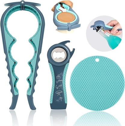 5-in-1 Bottle Opener & 4-Size Jar Opener Set with Adjustable Grip, Silicone Pad, and Ergonomic V1107-CS-DGNKPQTZ