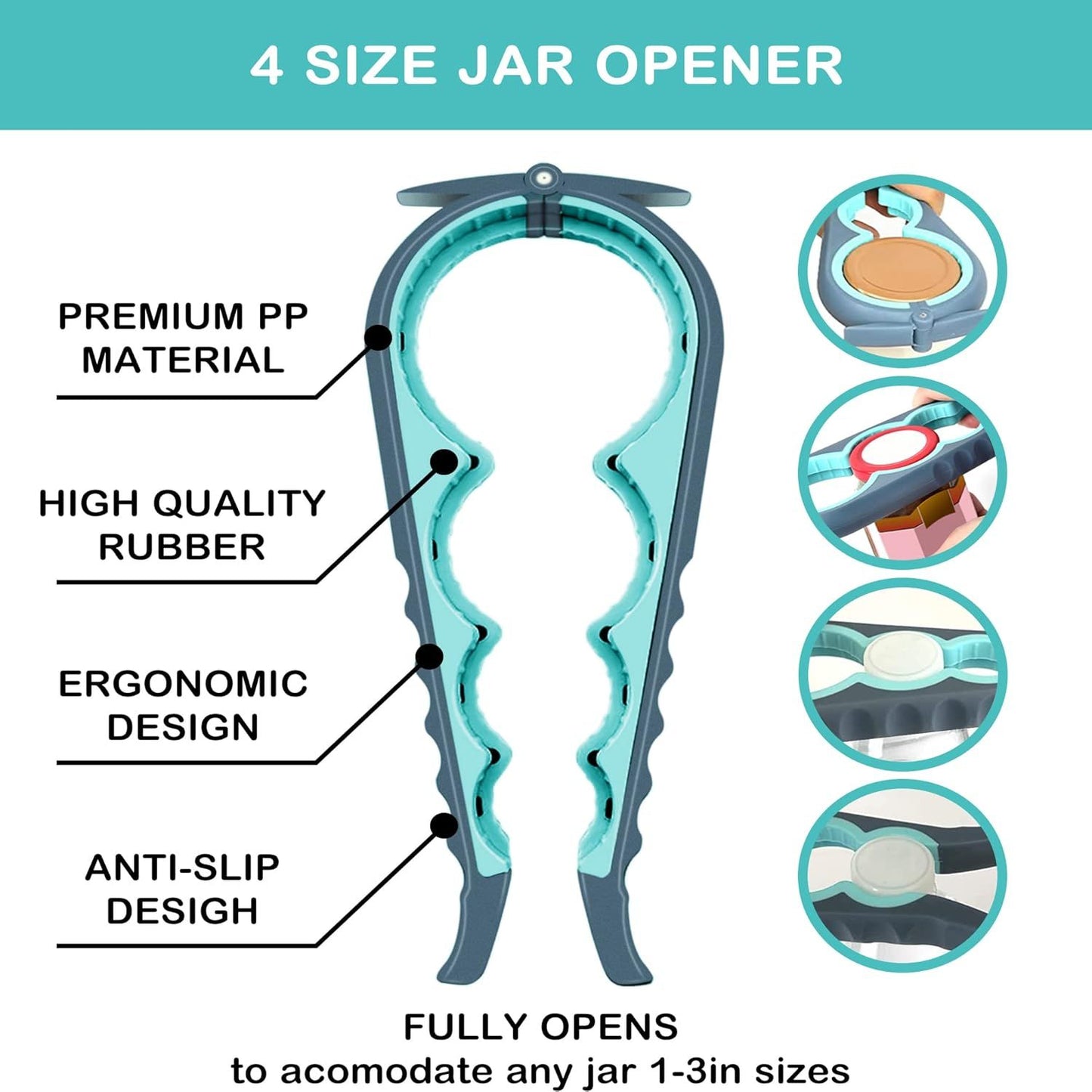 5-in-1 Bottle Opener & 4-Size Jar Opener Set with Adjustable Grip, Silicone Pad, and Ergonomic V1107-CS-DGNKPQTZ
