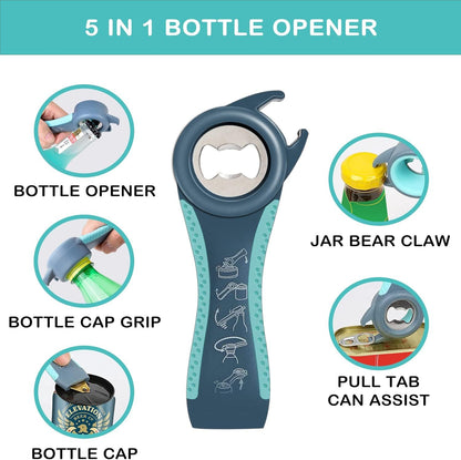 5-in-1 Bottle Opener & 4-Size Jar Opener Set with Adjustable Grip, Silicone Pad, and Ergonomic V1107-CS-DGNKPQTZ