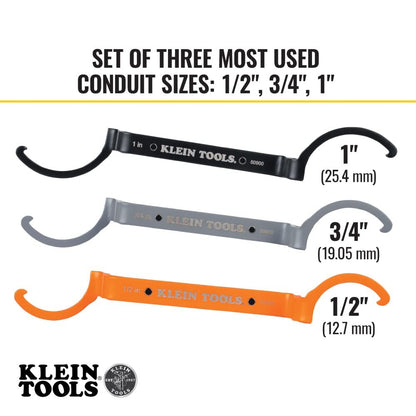Orange Conduit Lockout Wrench Set - 3-Piece Offset Tool for 1/2", 3/4", 1" Pipe Nuts | Magnetic Storage & V1107-CS-DGSDBS