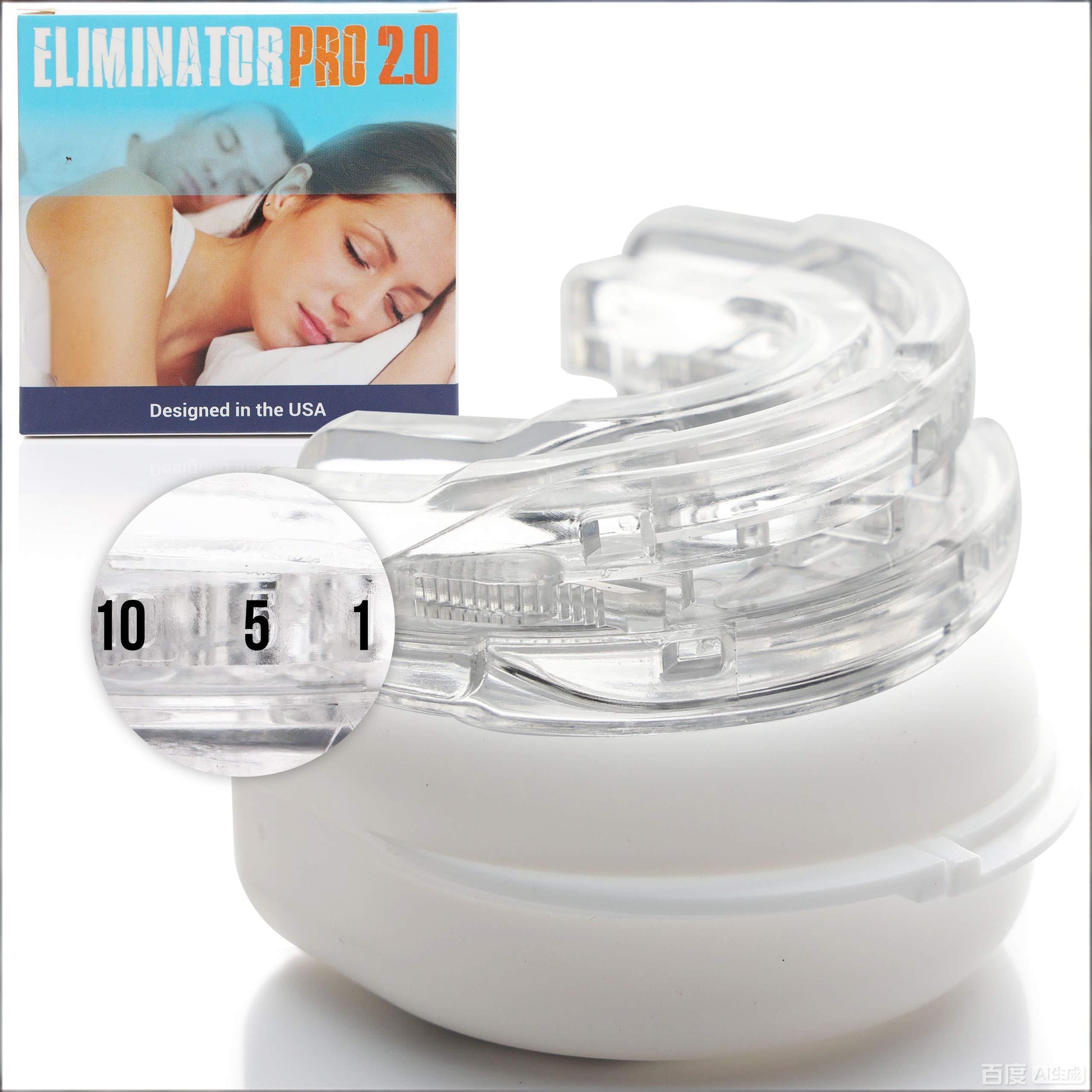 Clear Anti-Snore Mouthpiece - Adjustable Night Guard for Teeth Grinding & Clenching | Self-Moldable Dental V1107-CS-DKDYT