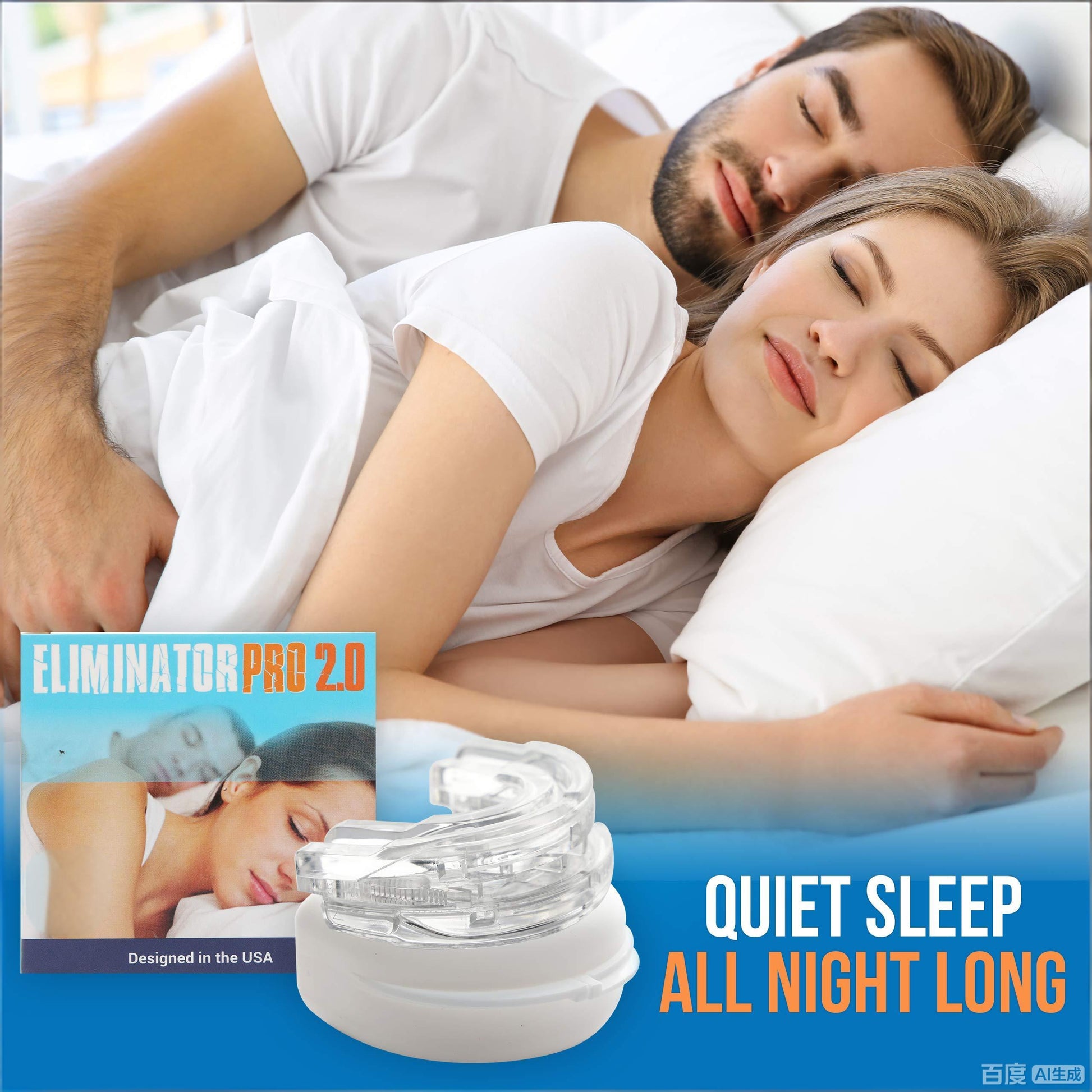 Clear Anti-Snore Mouthpiece - Adjustable Night Guard for Teeth Grinding & Clenching | Self-Moldable Dental V1107-CS-DKDYT
