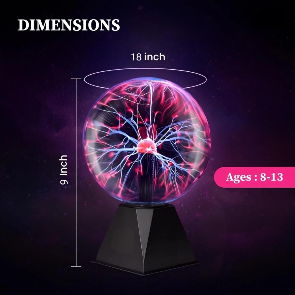 Plasma Ball Lamp - Touch & Sound Sensitive USB-Powered Globe for Decor, Parties & STEM Learning (6 Inch) | V1107-CS-DLZD2