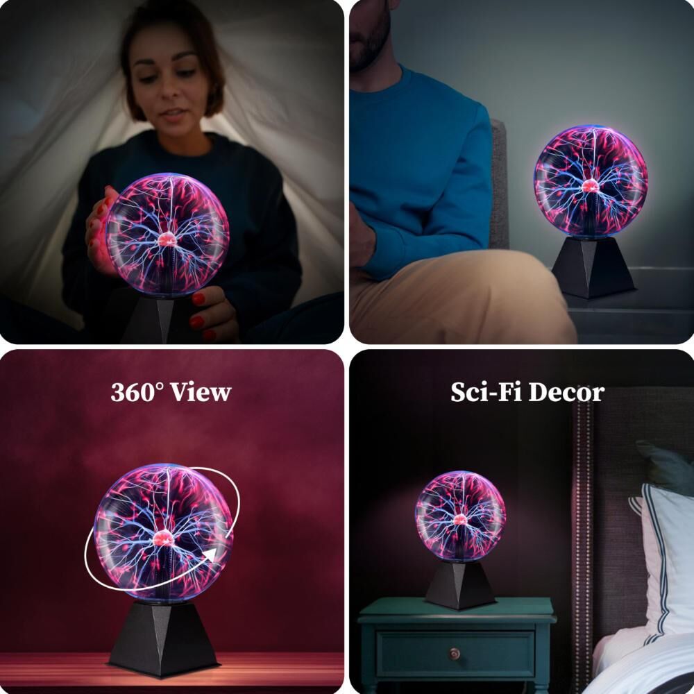 Plasma Ball Lamp - Touch & Sound Sensitive USB-Powered Globe for Decor, Parties & STEM Learning (6 Inch) | V1107-CS-DLZD2