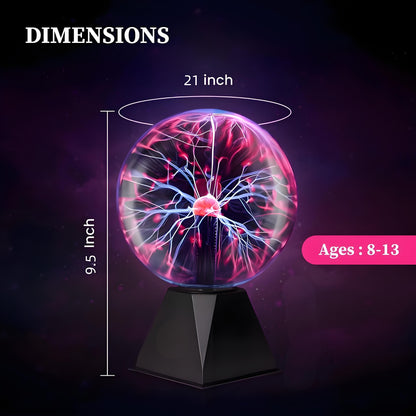 Plasma Ball Lamp - Touch & Sound Sensitive USB-Powered Globe for Decor, Parties & STEM Learning (7 Inch) | V1107-CS-DLZD3