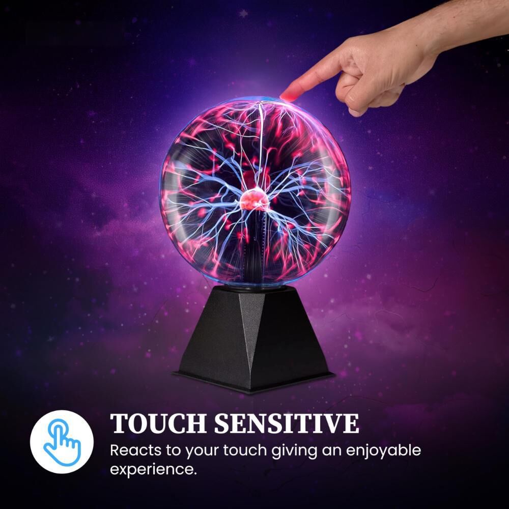 Plasma Ball Lamp - Touch & Sound Sensitive USB-Powered Globe for Decor, Parties & STEM Learning (8 Inch) | V1107-CS-DLZD4