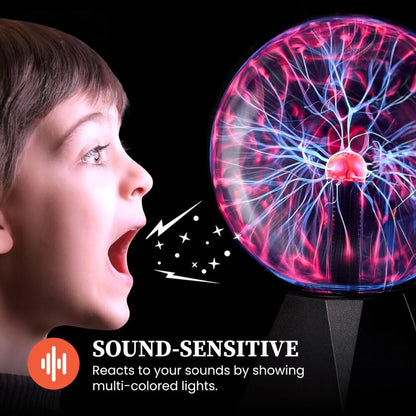 Plasma Ball Lamp - Touch & Sound Sensitive USB-Powered Globe for Decor, Parties & STEM Learning (8 Inch) | V1107-CS-DLZD4