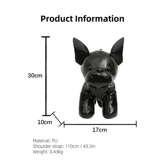 French Bulldog Shaped Bag - Cute Animal Crossbody Shoulder Bag with Adjustable Strap, PU Leather Dog Backpack V1107-CS-DNQBBH