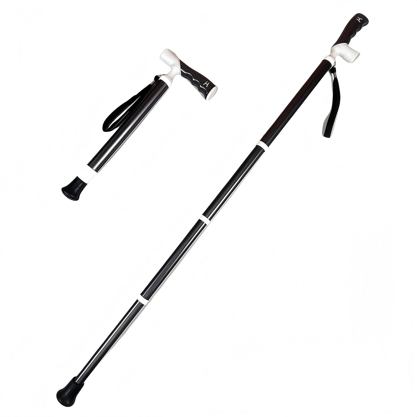 Lightweight Foldable Walking Cane: Adjustable Dual-Mode (T/Grip) Stick - 0.26kg, Portable for Daily/Hiking Use V1107-CS-DSZ