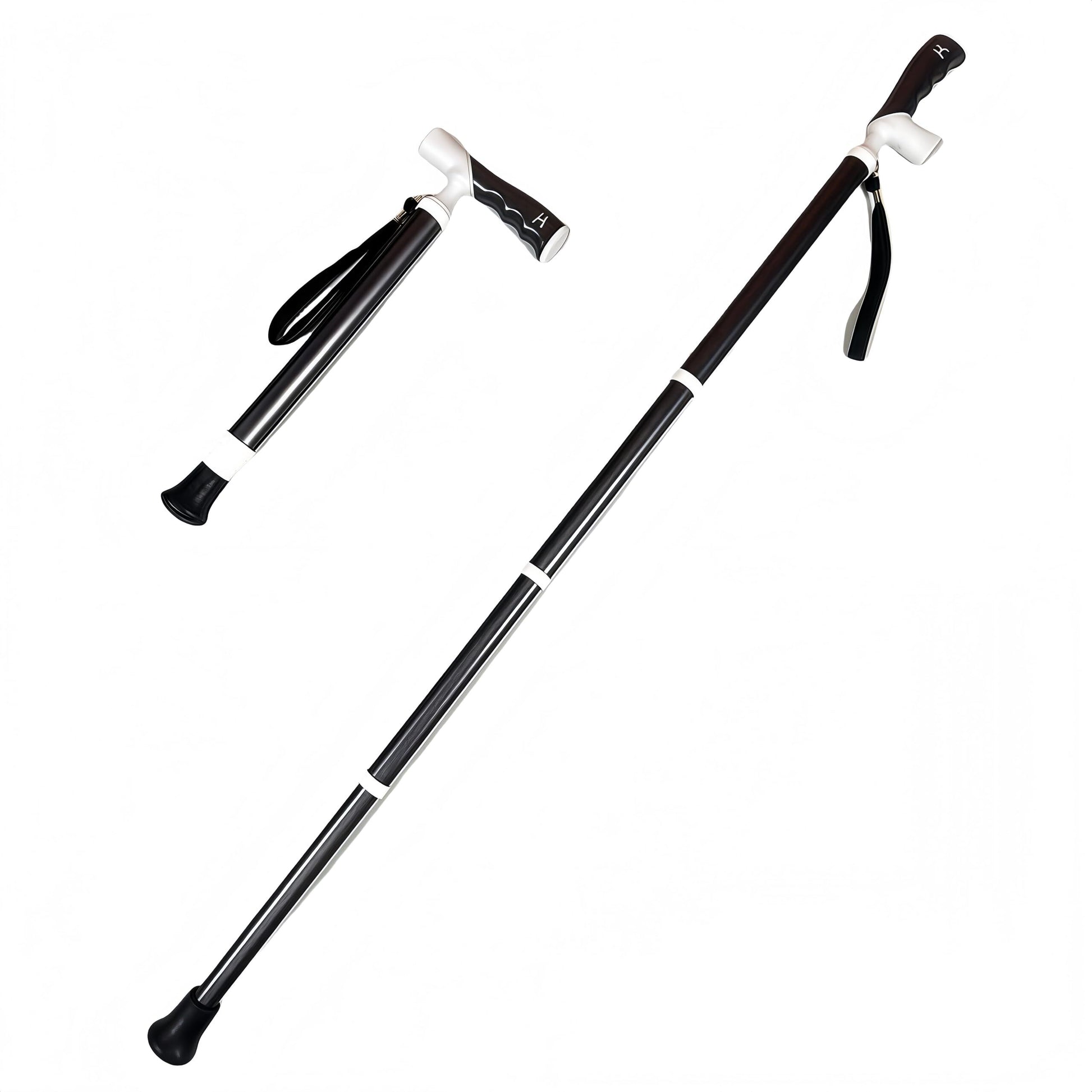 Lightweight Foldable Walking Cane: Adjustable Dual-Mode (T/Grip) Stick - 0.26kg, Portable for Daily/Hiking Use V1107-CS-DSZ