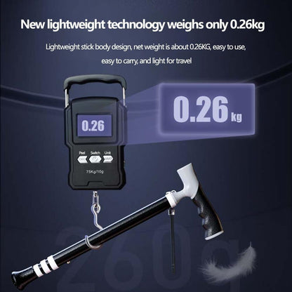 Lightweight Foldable Walking Cane: Adjustable Dual-Mode (T/Grip) Stick - 0.26kg, Portable for Daily/Hiking Use V1107-CS-DSZ