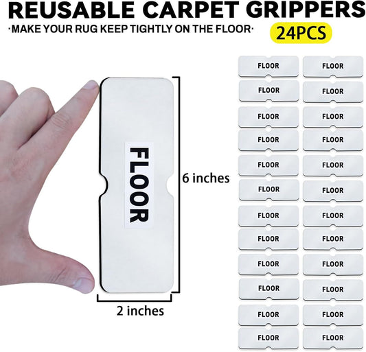 24PCS Reusable Carpet Grippers, Washable Non-Slip Rug Tape for Hardwood Floors, Strong Adhesive Rug Corners V1107-CS-DTFHZDQ
