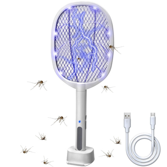 Dual-Mode UV Electric Mosquito Swatter with LED Attraction & 3000V Zapper - Rechargeable Bug Killer for V1107-CS-DWP