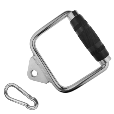 Solid D-Handle Cable Attachment for Home Gym & Cable Machine - Chrome-Finished Steel Bar with Anti-Slip Grip V1107-CS-DXSB