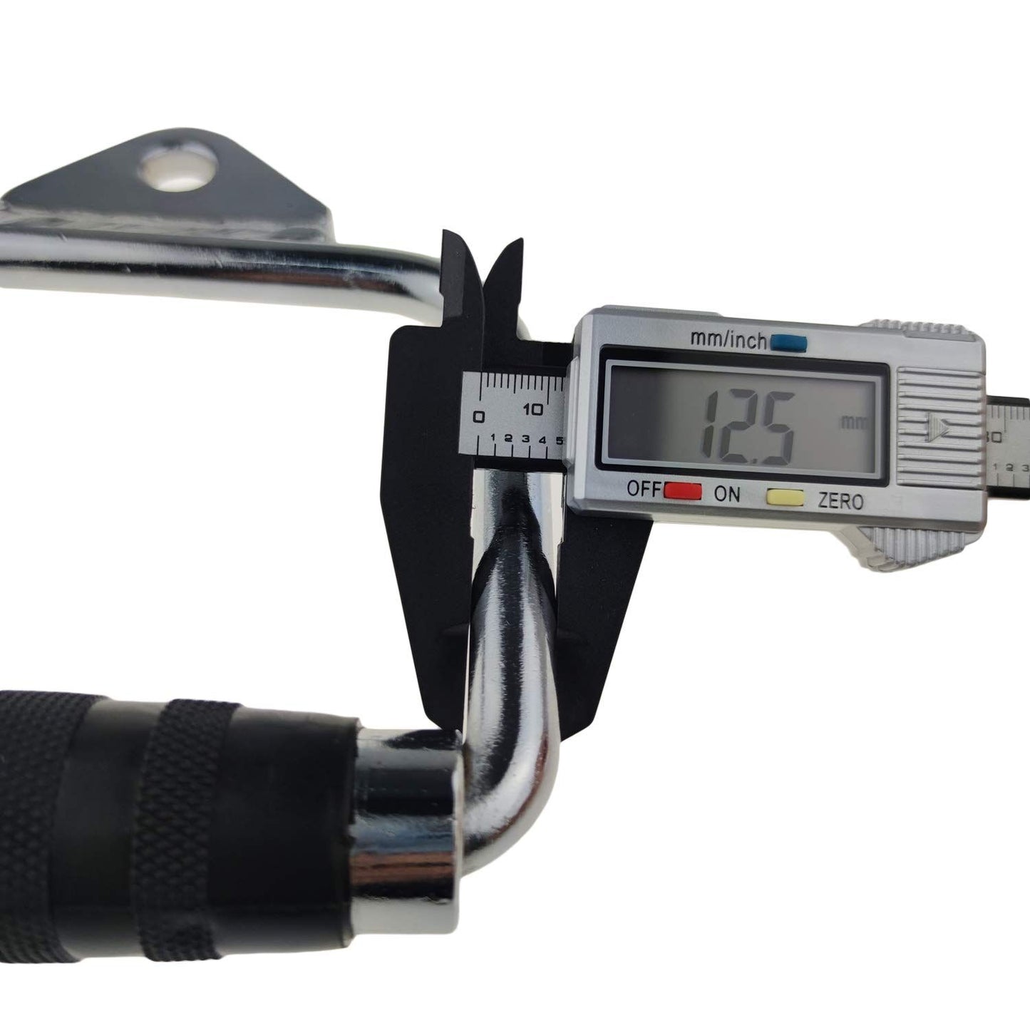 Solid D-Handle Cable Attachment for Home Gym & Cable Machine - Chrome-Finished Steel Bar with Anti-Slip Grip V1107-CS-DXSB