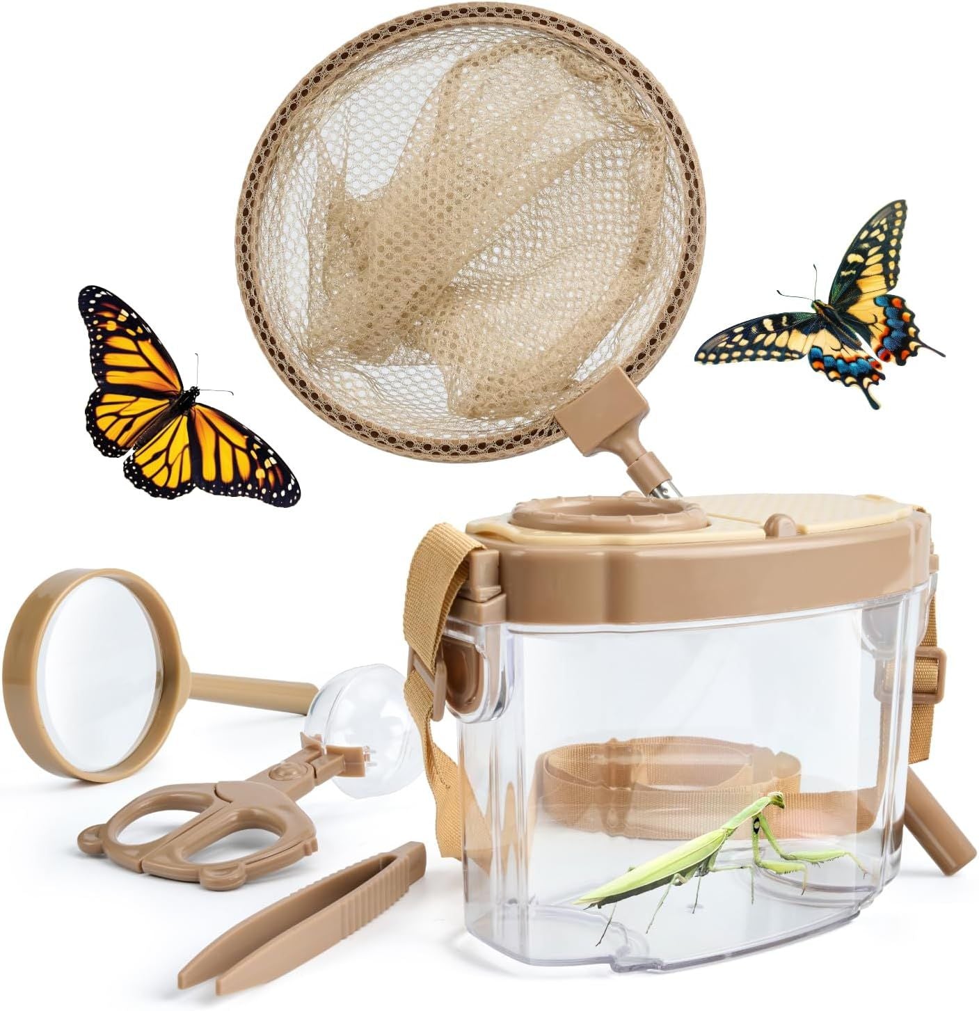 Kids Bug Catching Kit with Extendable Net, Magnifier & Observation Habitat - Outdoor Exploration Toy for V1107-CS-ETKCSJQ