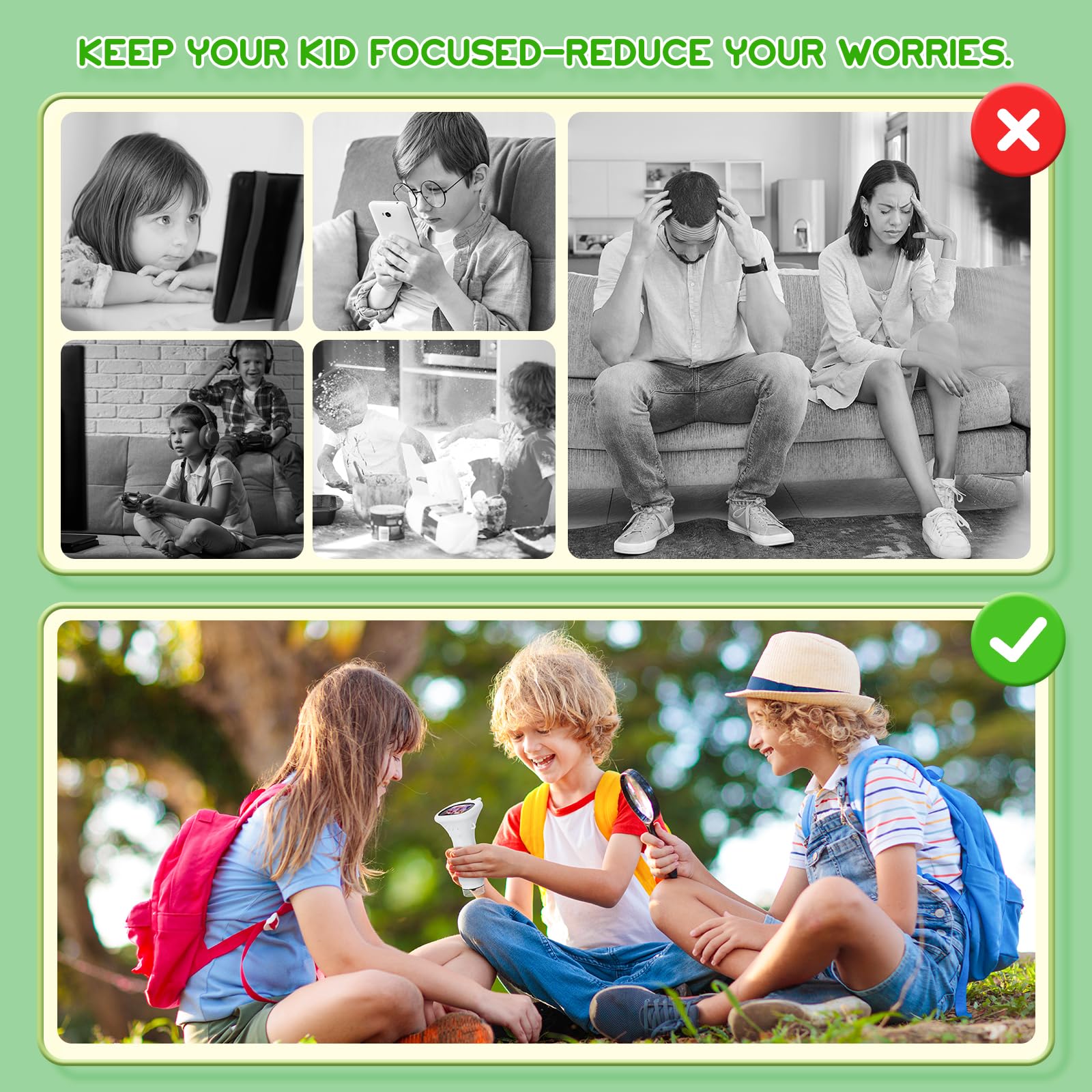 Student Digital Microscope for Kids - Portable 1000x Magnification Handheld Scope with 2 Inch HD Screen, LED V1107-CS-ETXWJB